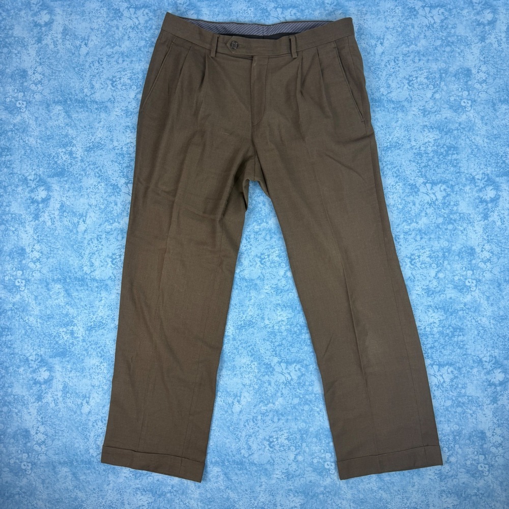 Vintage Lauren Ralph Lauren Dress Pants Trousers Cuffed Mens 33x28 Brown